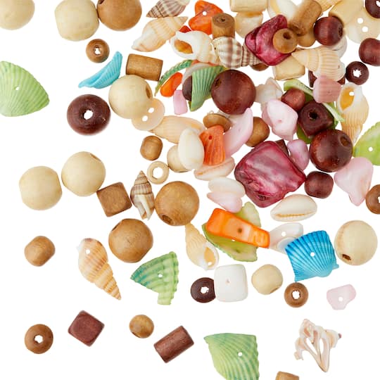 12 Pack: Assorted Shell and Wood Bead Mix by Bead Landing™